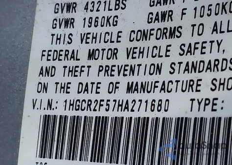 2017 Honda Accord Sport z USA, uszkodzony, nr VIN 1HGCR2F57HA271680